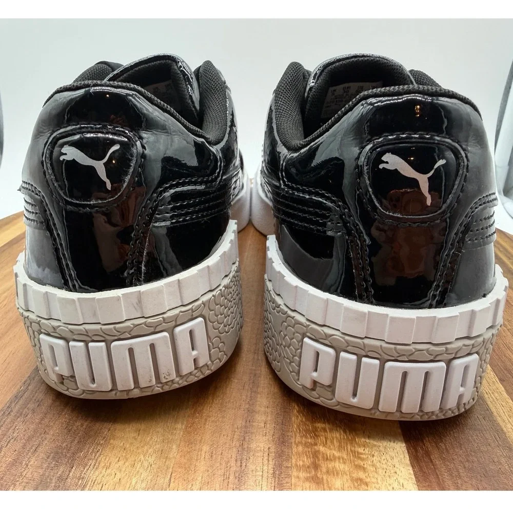 Puma Cali Patent Black White Women's Size 6C Platform Sneakers 0498